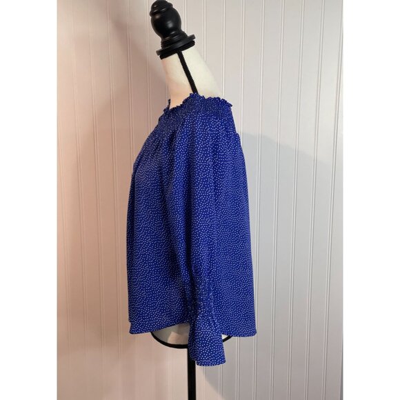 Allison Joy Blue Polka Dot Off-Shoulder Blouse Womens S - Picture 5 of 13